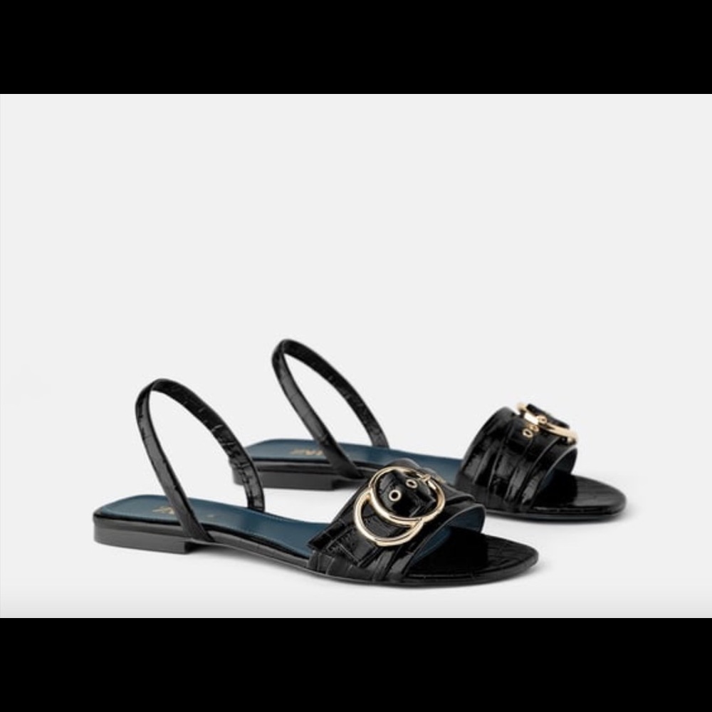 NWT ZARA sandalia plana pile blue collection sz38